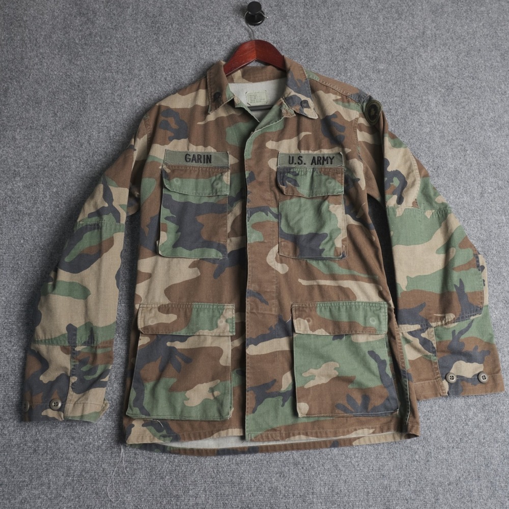 Vintage US Army BDU Woodland Camo Field Jacket‎ Mens Small Regular Military Coat